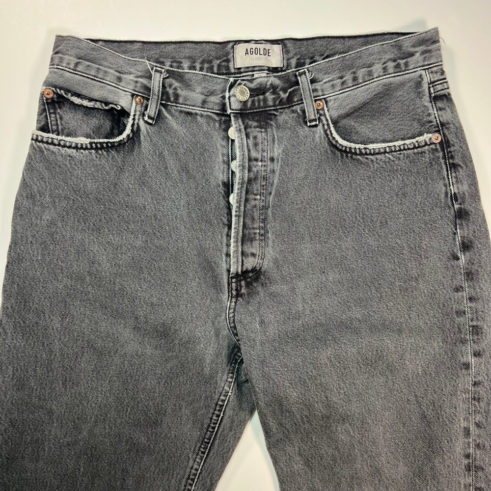 AGOLDE 90's Pinch Waist Jeans Womens 30 Black High Rise Straight Leg Edgy Cotton - Picture 10 of 11